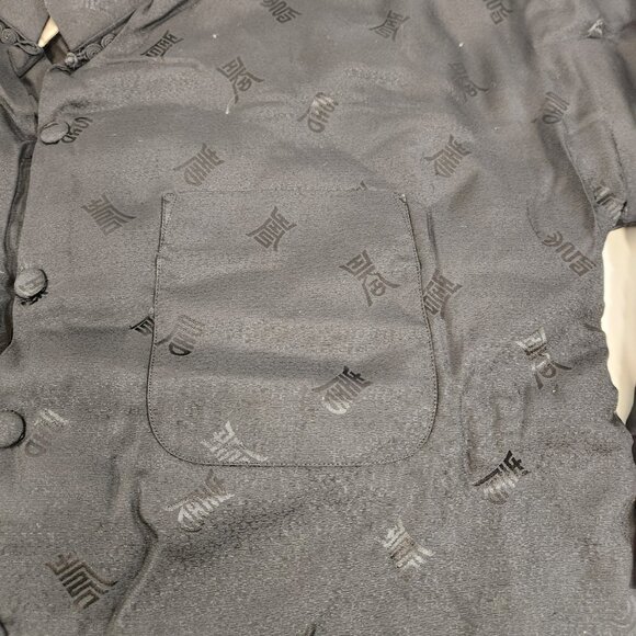 Vintage Plum Blossom Asian Chinese Jacket Black Mens Size Medium - Picture 3 of 12